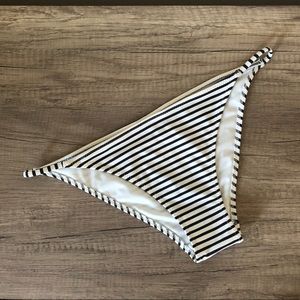 A&F Cream & Navy Striped Bikini Bottom